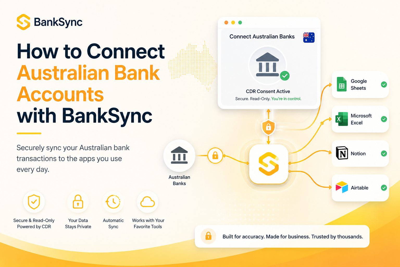 How to connect Australian bank accounts with BankSync and securely sync transactions to Google Sheets, Excel, Notion and Airtable